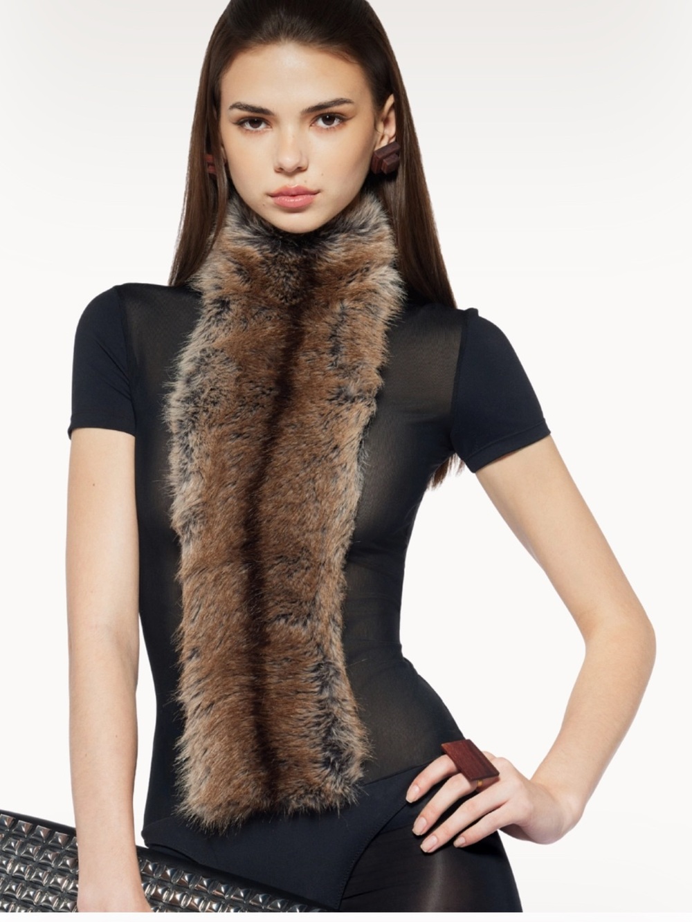 Fanci Club Fur Brown Top